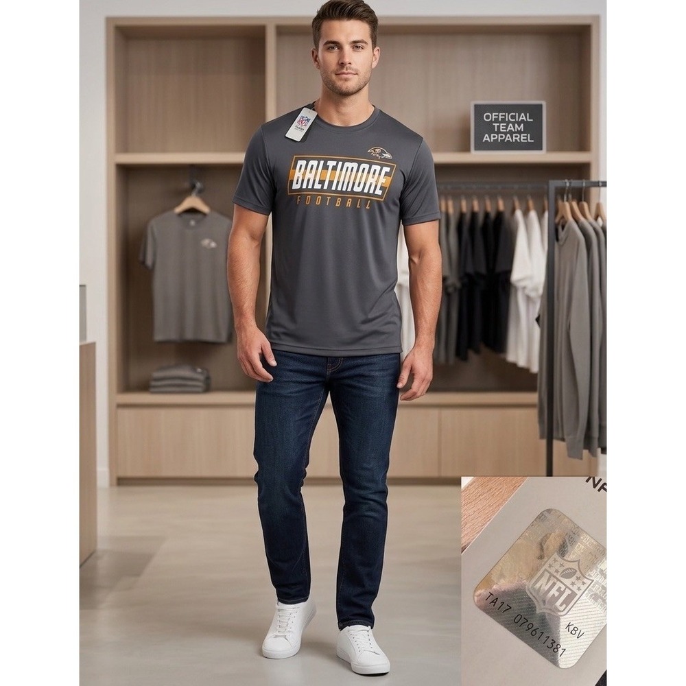NFL Baltimore Football Ravens Performance T-Shirt, M, Breathable Lightweight
